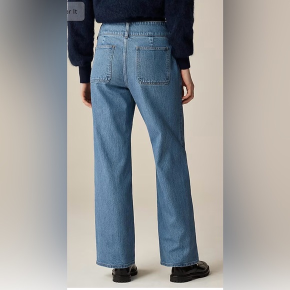 J.Crew Slim-Wide Jeans Womens Sz 28 Double-button Trouser-style Blue Jean - Picture 3 of 9